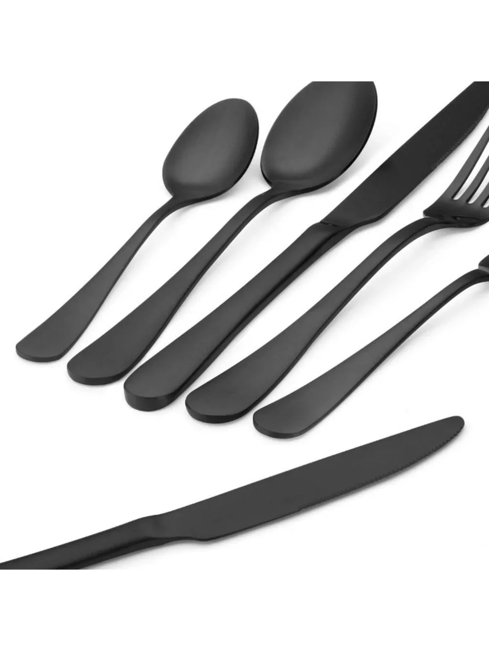 Sleek Matte Black 40-Piece Stainless Steel Flatware Set for 8 - Dishwasher Safe